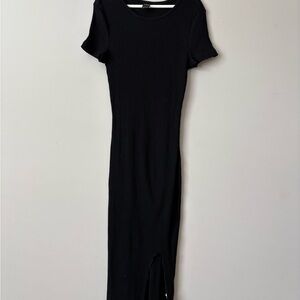 SHEIN Black Flutter Sleeve Sheath Dress
